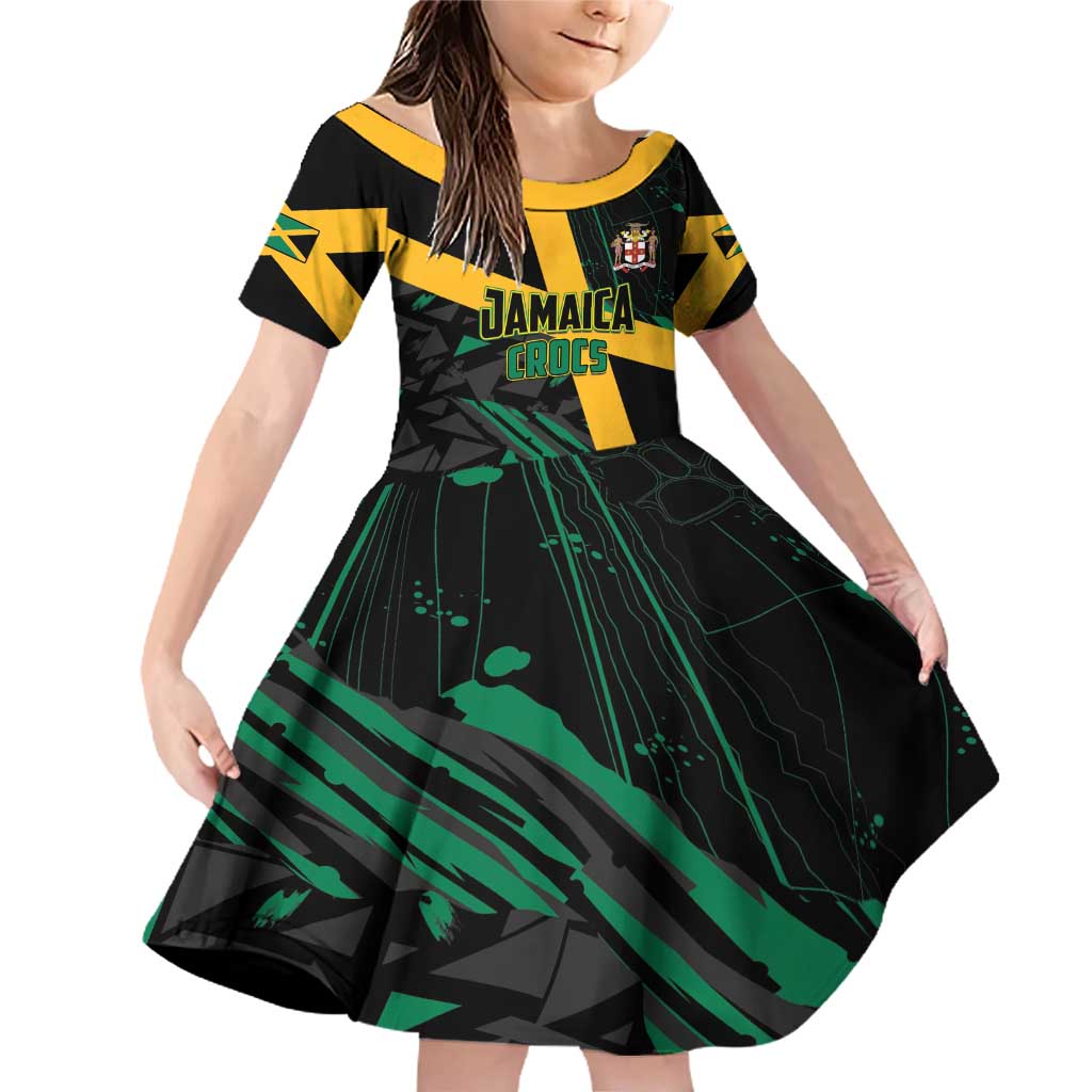 Custom Rugby Jamaica Crocs Family Matching Off Shoulder Short Dress and Hawaiian Shirt Cool Runnings on Grass - Wonder Print Shop