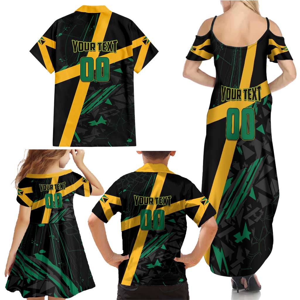 Custom Rugby Jamaica Crocs Family Matching Summer Maxi Dress and Hawaiian Shirt Cool Runnings on Grass - Wonder Print Shop