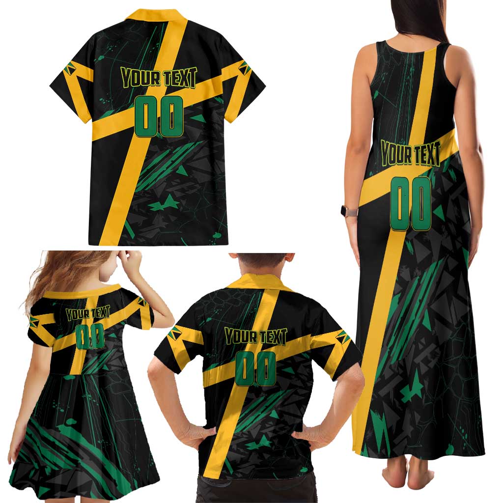 Custom Rugby Jamaica Crocs Family Matching Tank Maxi Dress and Hawaiian Shirt Cool Runnings on Grass - Wonder Print Shop