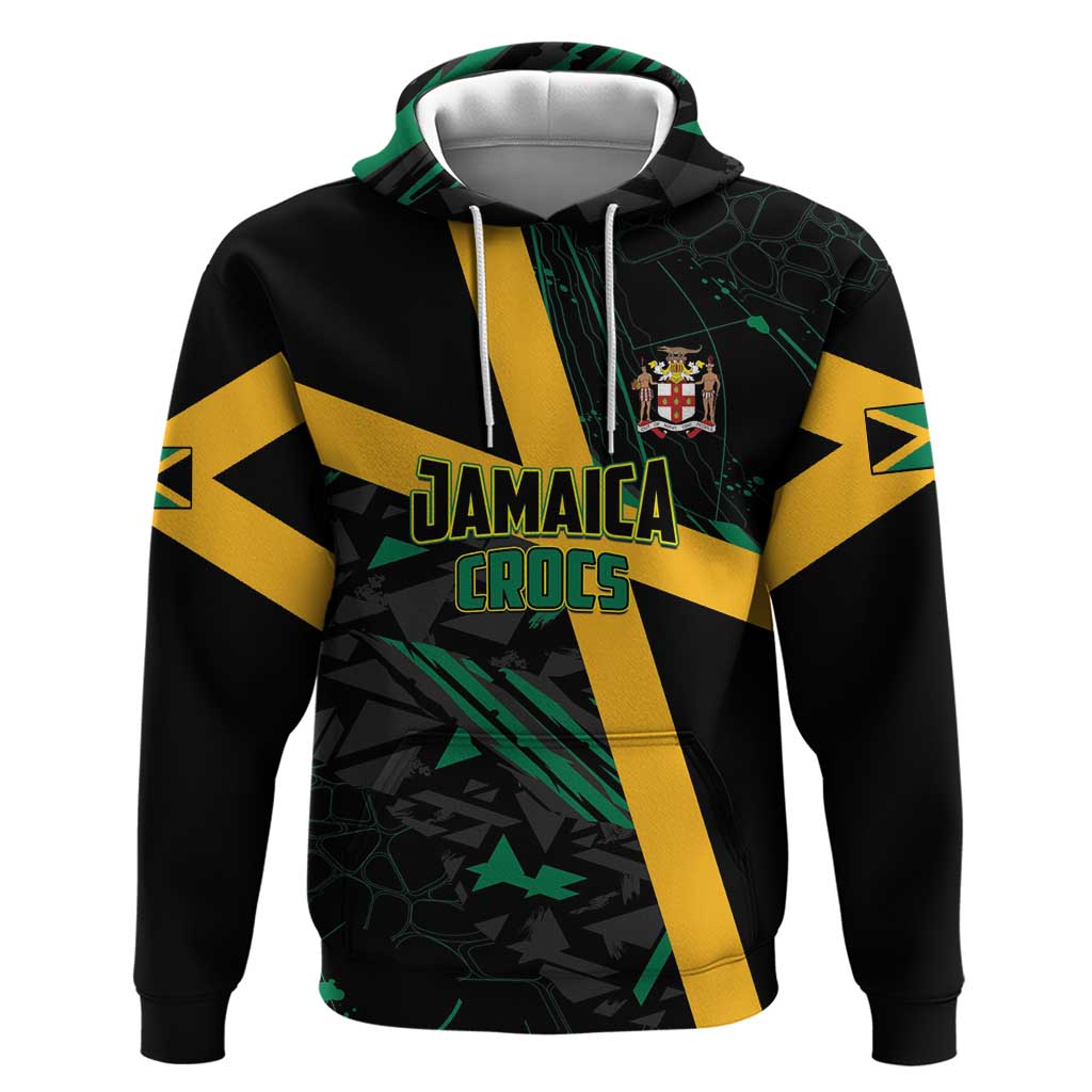 Custom Rugby Jamaica Crocs Hoodie Cool Runnings on Grass - Wonder Print Shop