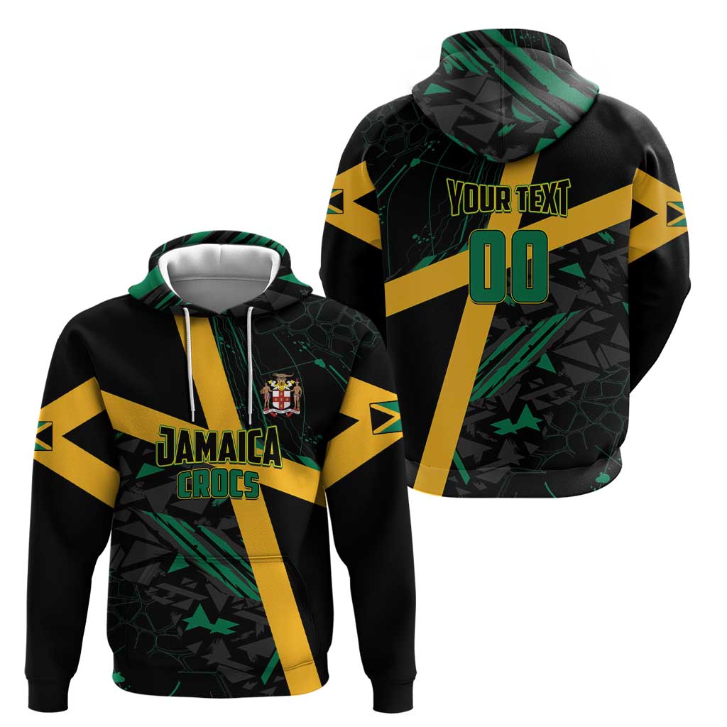 Custom Rugby Jamaica Crocs Hoodie Cool Runnings on Grass - Wonder Print Shop