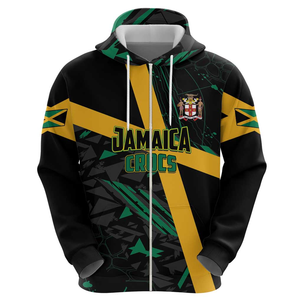 Custom Rugby Jamaica Crocs Hoodie Cool Runnings on Grass - Wonder Print Shop