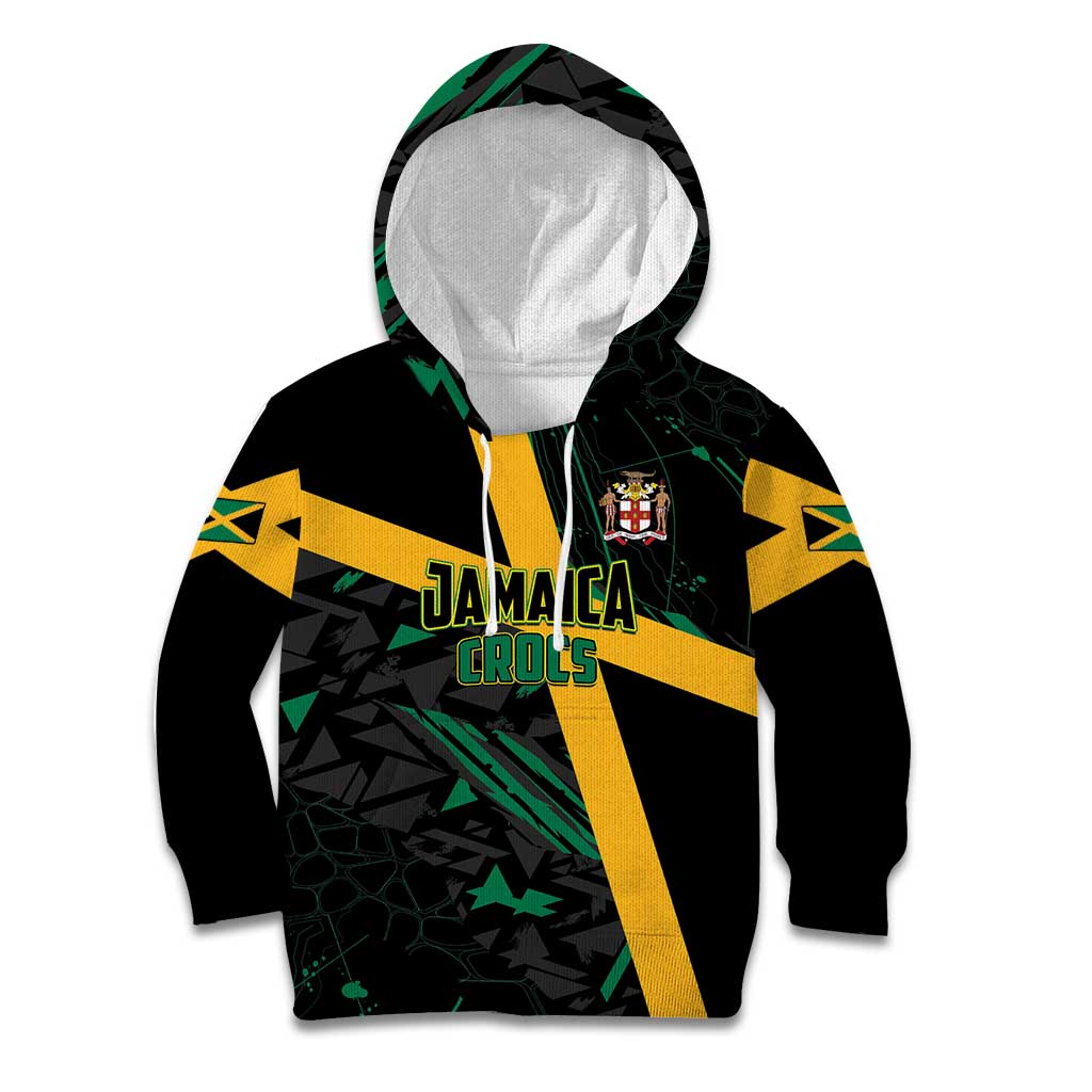 Custom Rugby Jamaica Crocs Kid Hoodie Cool Runnings on Grass - Wonder Print Shop