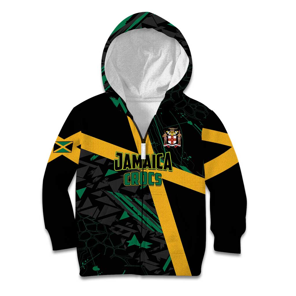 Custom Rugby Jamaica Crocs Kid Hoodie Cool Runnings on Grass - Wonder Print Shop