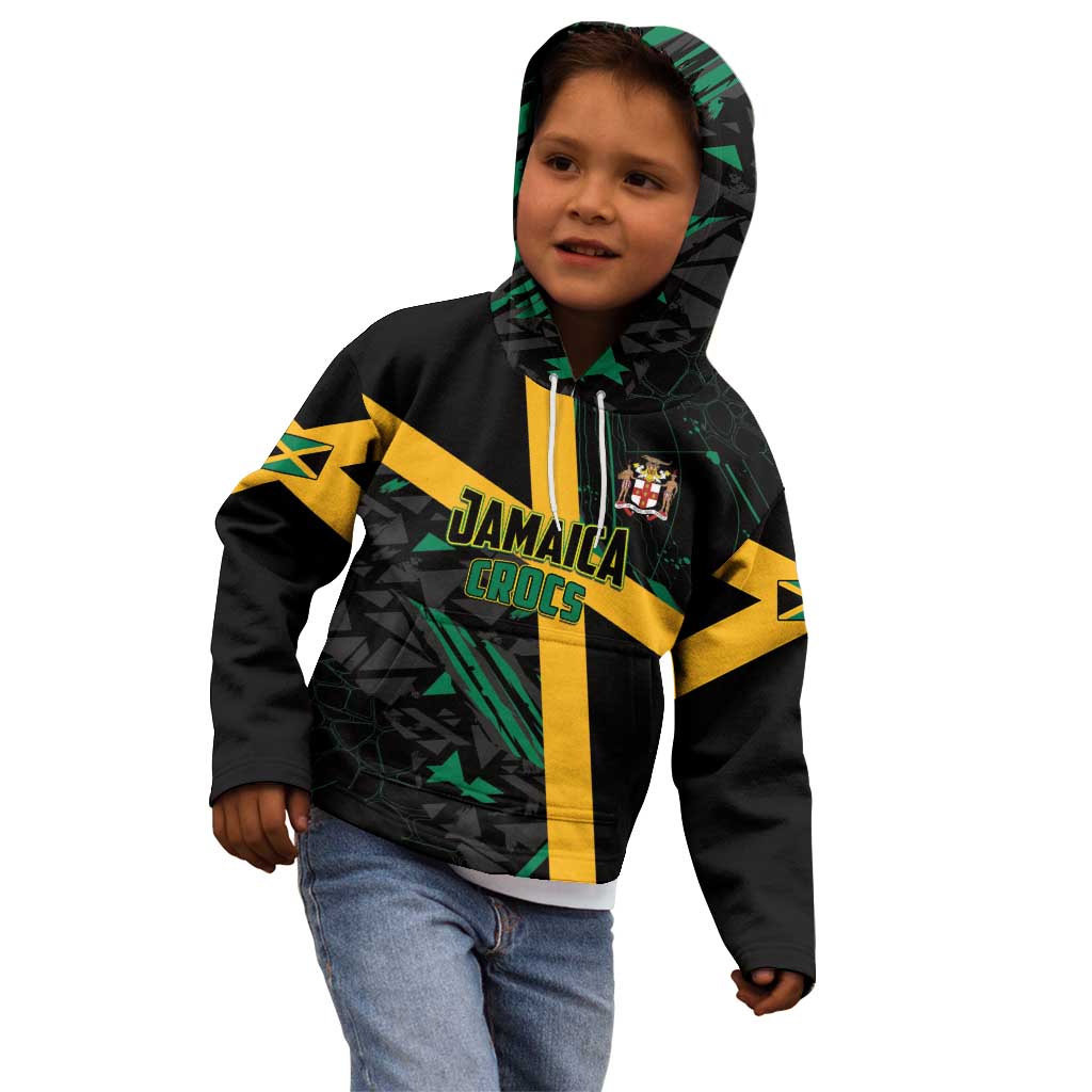 Custom Rugby Jamaica Crocs Kid Hoodie Cool Runnings on Grass - Wonder Print Shop