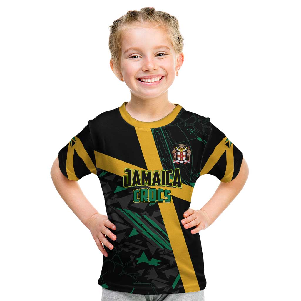 Custom Rugby Jamaica Crocs Kid T Shirt Cool Runnings on Grass - Wonder Print Shop