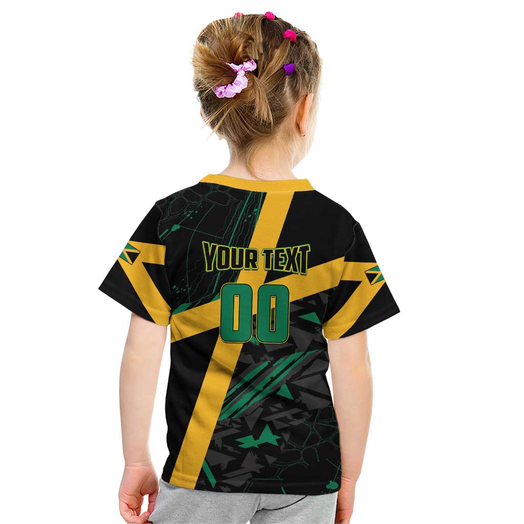 Custom Rugby Jamaica Crocs Kid T Shirt Cool Runnings on Grass - Wonder Print Shop