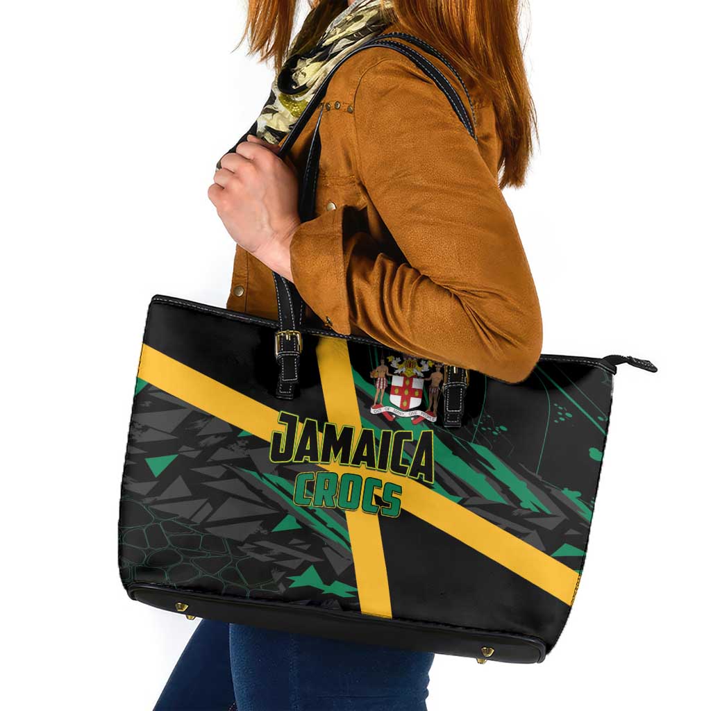 Rugby Jamaica Crocs Leather Tote Bag Cool Runnings on Grass - Wonder Print Shop