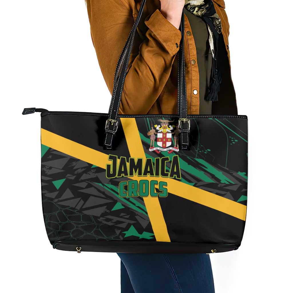 Rugby Jamaica Crocs Leather Tote Bag Cool Runnings on Grass - Wonder Print Shop