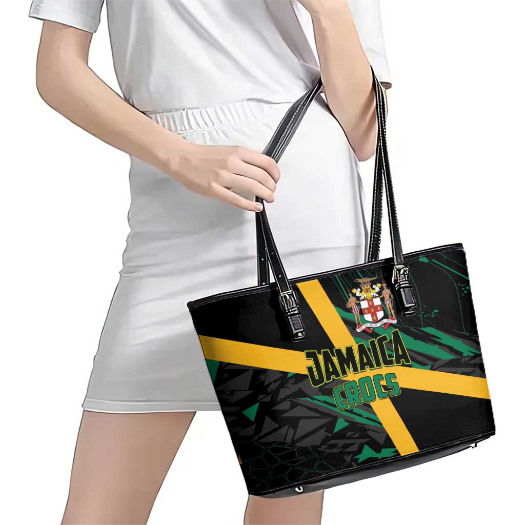 Rugby Jamaica Crocs Leather Tote Bag Cool Runnings on Grass - Wonder Print Shop