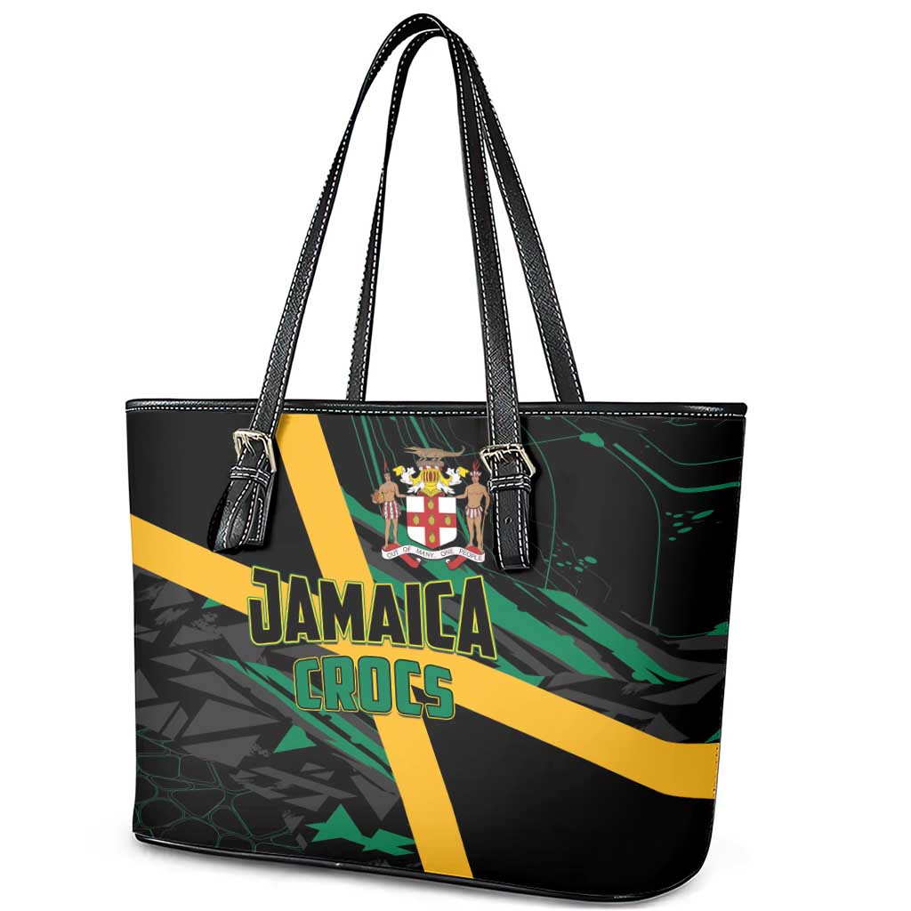 Rugby Jamaica Crocs Leather Tote Bag Cool Runnings on Grass - Wonder Print Shop