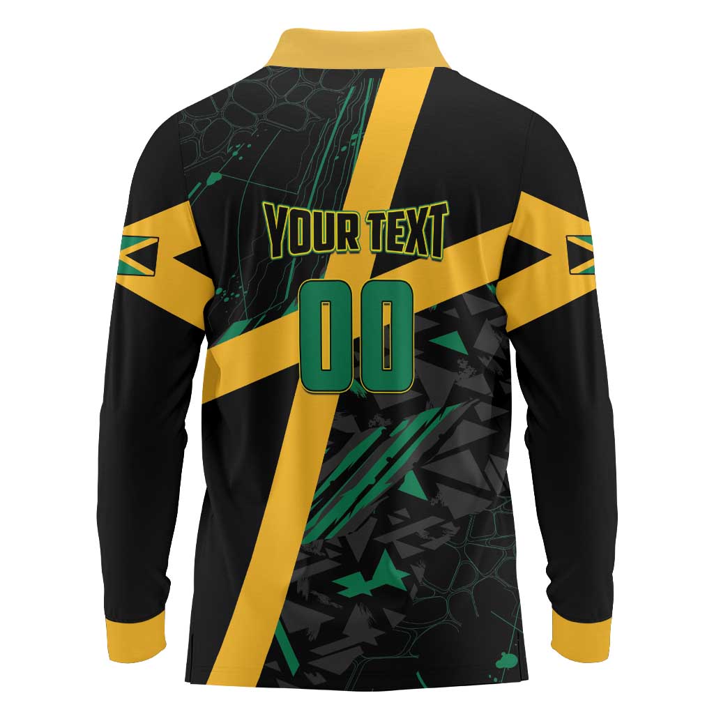 Custom Rugby Jamaica Crocs Long Sleeve Polo Shirt Cool Runnings on Grass - Wonder Print Shop