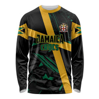 Custom Rugby Jamaica Crocs Long Sleeve Shirt Cool Runnings on Grass - Wonder Print Shop