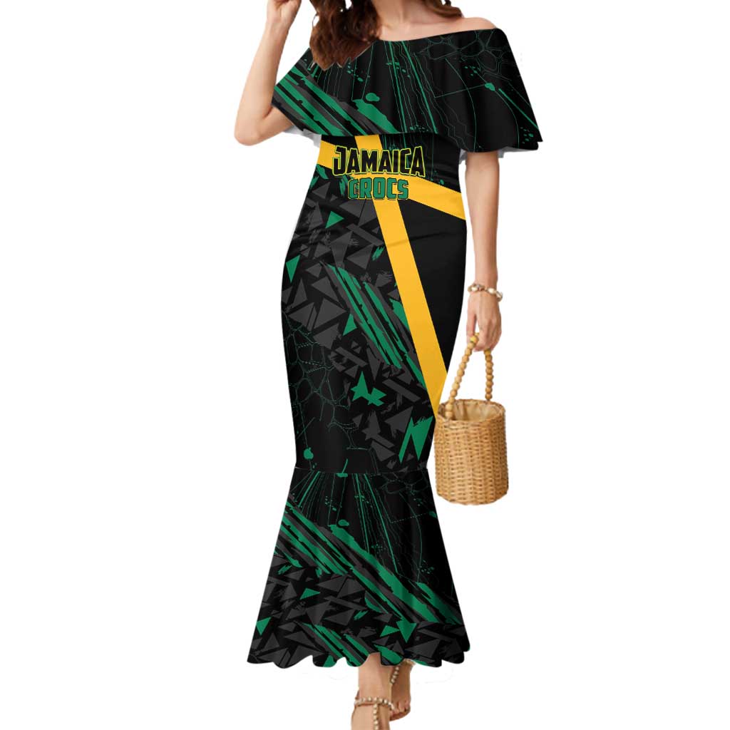 Custom Rugby Jamaica Crocs Mermaid Dress Cool Runnings on Grass - Wonder Print Shop