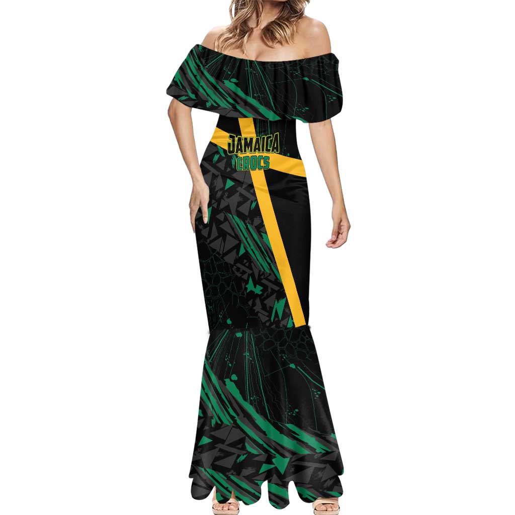 Custom Rugby Jamaica Crocs Mermaid Dress Cool Runnings on Grass - Wonder Print Shop