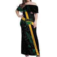 Custom Rugby Jamaica Crocs Off Shoulder Maxi Dress Cool Runnings on Grass - Wonder Print Shop