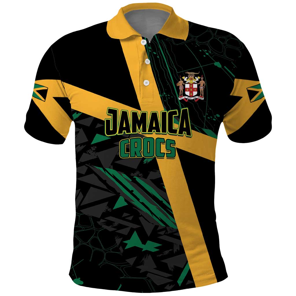 Custom Rugby Jamaica Crocs Polo Shirt Cool Runnings on Grass - Wonder Print Shop