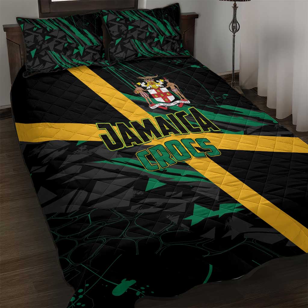 Rugby Jamaica Crocs Quilt Bed Set Cool Runnings on Grass - Wonder Print Shop