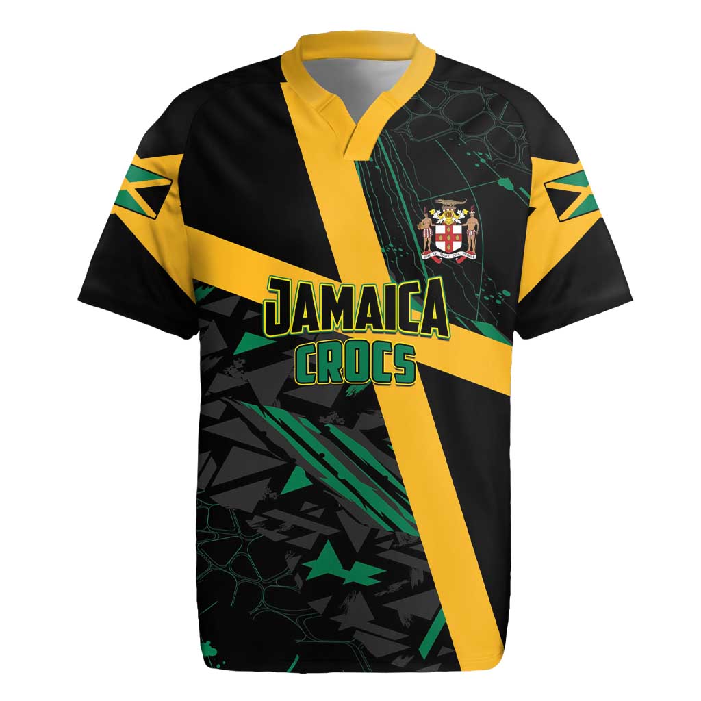 Custom Rugby Jamaica Crocs Rugby Jersey Cool Runnings on Grass - Wonder Print Shop
