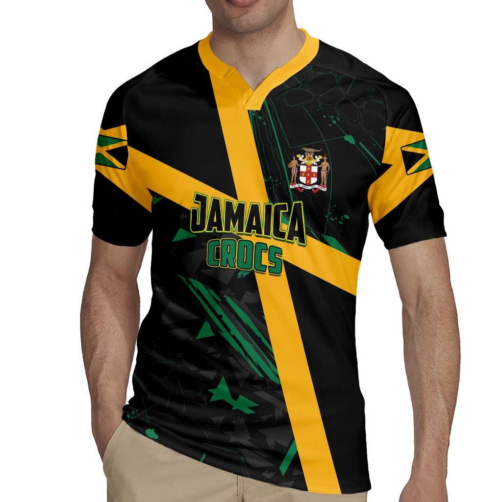 Custom Rugby Jamaica Crocs Rugby Jersey Cool Runnings on Grass - Wonder Print Shop