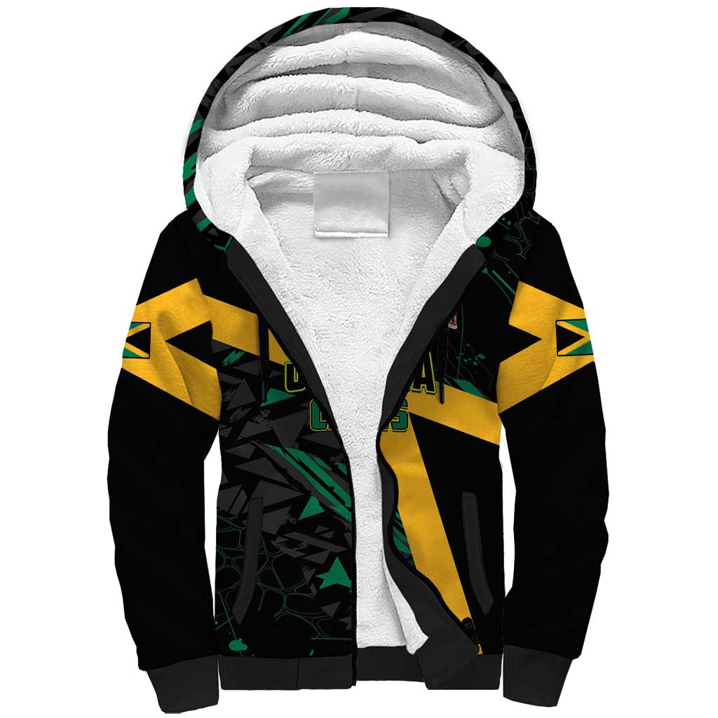 Custom Rugby Jamaica Crocs Sherpa Hoodie Cool Runnings on Grass - Wonder Print Shop