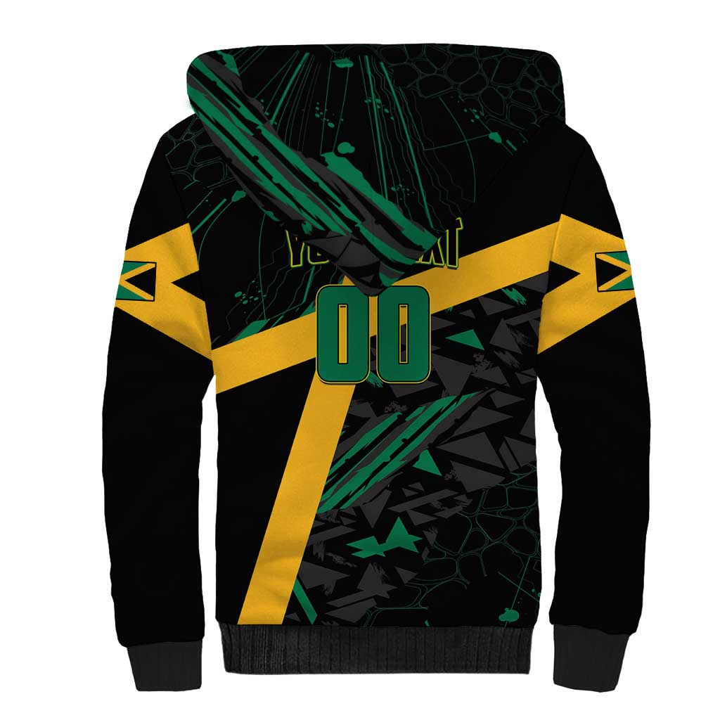 Custom Rugby Jamaica Crocs Sherpa Hoodie Cool Runnings on Grass - Wonder Print Shop