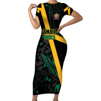 Custom Rugby Jamaica Crocs Short Sleeve Bodycon Dress Cool Runnings on Grass - Wonder Print Shop