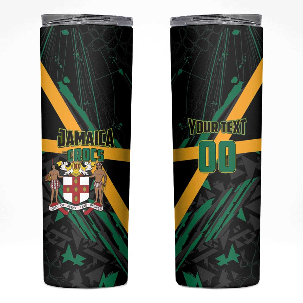 Custom Rugby Jamaica Crocs Skinny Tumbler Cool Runnings on Grass - Wonder Print Shop