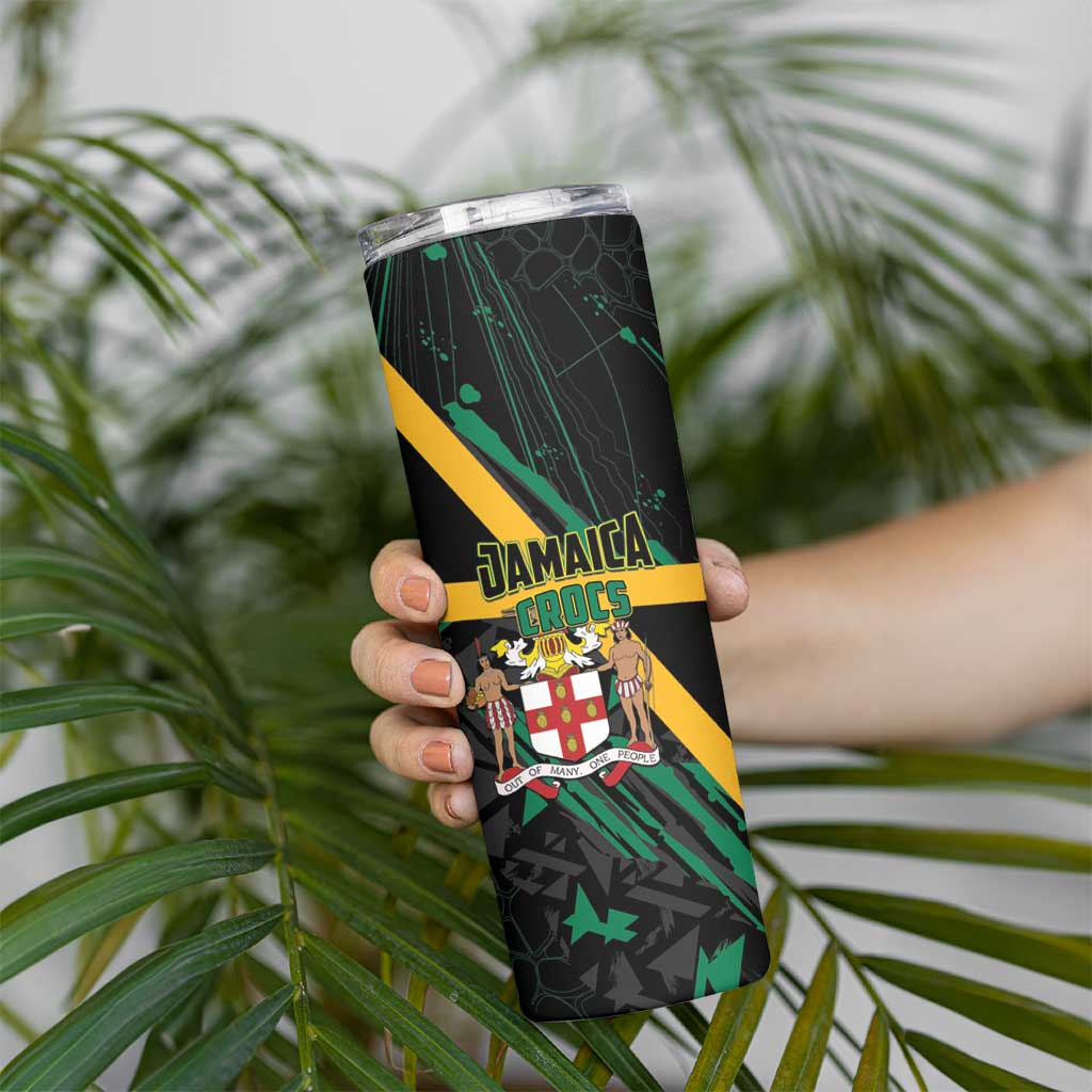 Custom Rugby Jamaica Crocs Skinny Tumbler Cool Runnings on Grass - Wonder Print Shop