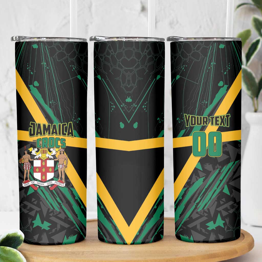 Custom Rugby Jamaica Crocs Skinny Tumbler Cool Runnings on Grass - Wonder Print Shop