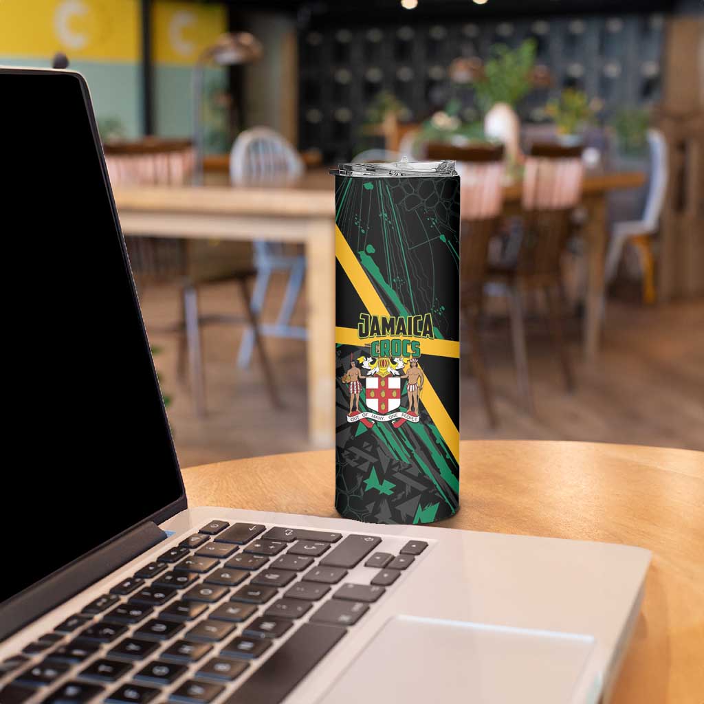 Custom Rugby Jamaica Crocs Skinny Tumbler Cool Runnings on Grass - Wonder Print Shop