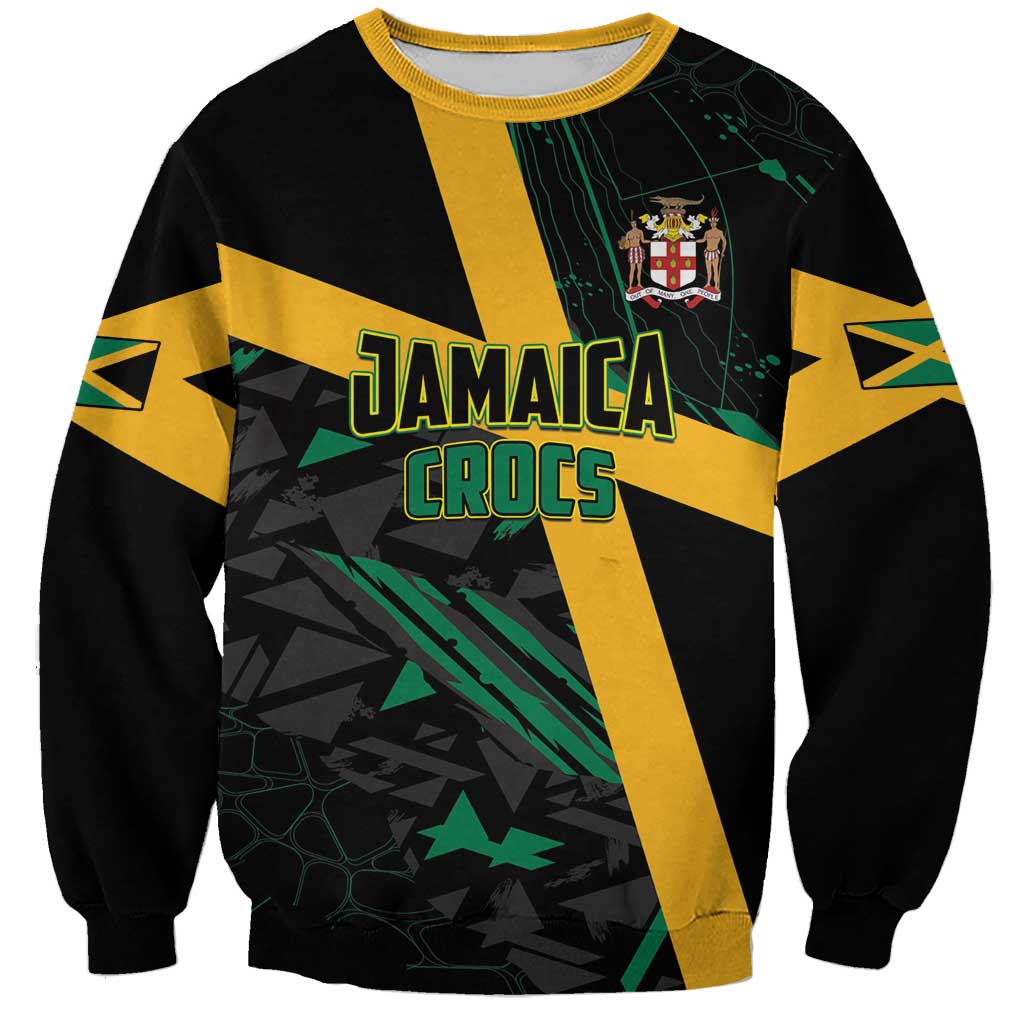 Custom Rugby Jamaica Crocs Sweatshirt Cool Runnings on Grass - Wonder Print Shop
