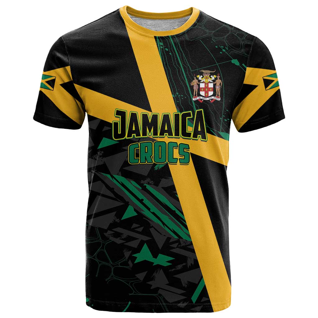 Custom Rugby Jamaica Crocs T Shirt Cool Runnings on Grass - Wonder Print Shop