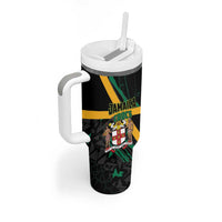 Custom Rugby Jamaica Crocs Tumbler With Handle Cool Runnings on Grass - Wonder Print Shop