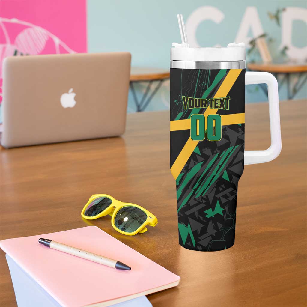 Custom Rugby Jamaica Crocs Tumbler With Handle Cool Runnings on Grass - Wonder Print Shop