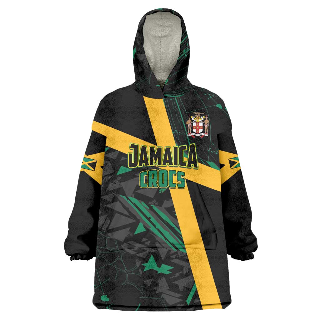 Custom Rugby Jamaica Crocs Wearable Blanket Hoodie Cool Runnings on Grass - Wonder Print Shop