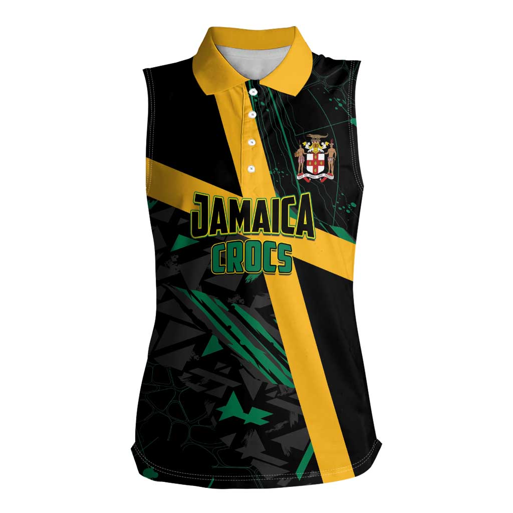 Custom Rugby Jamaica Crocs Women Sleeveless Polo Shirt Cool Runnings on Grass - Wonder Print Shop