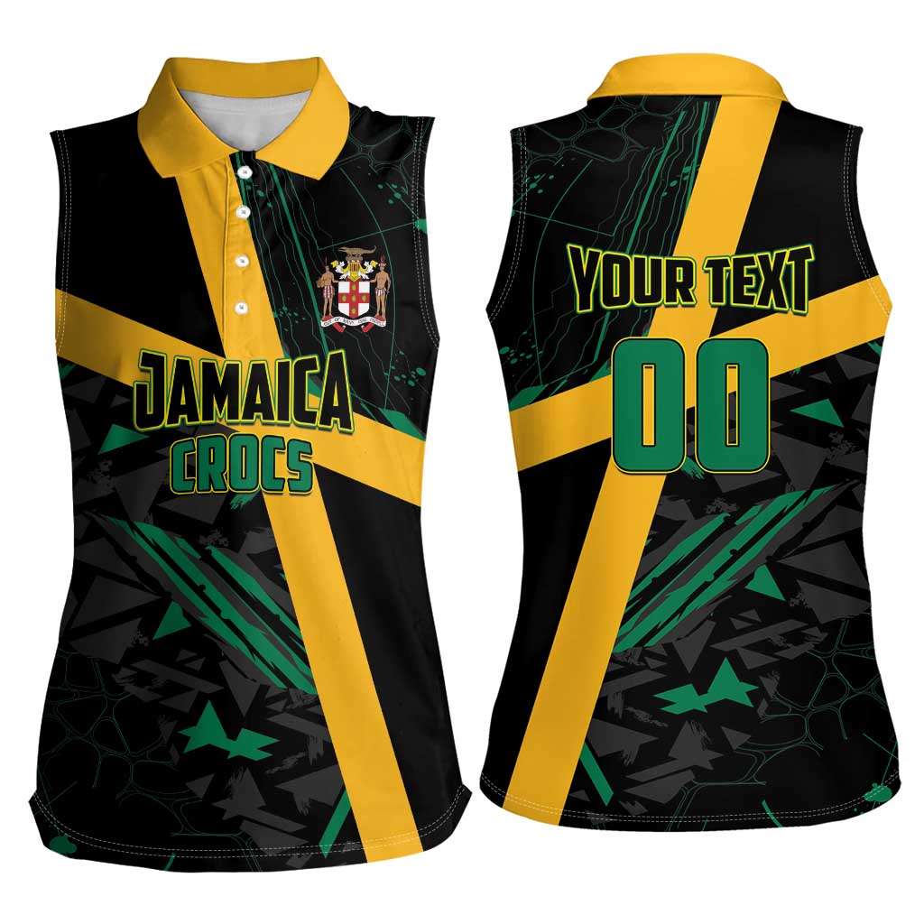 Custom Rugby Jamaica Crocs Women Sleeveless Polo Shirt Cool Runnings on Grass - Wonder Print Shop