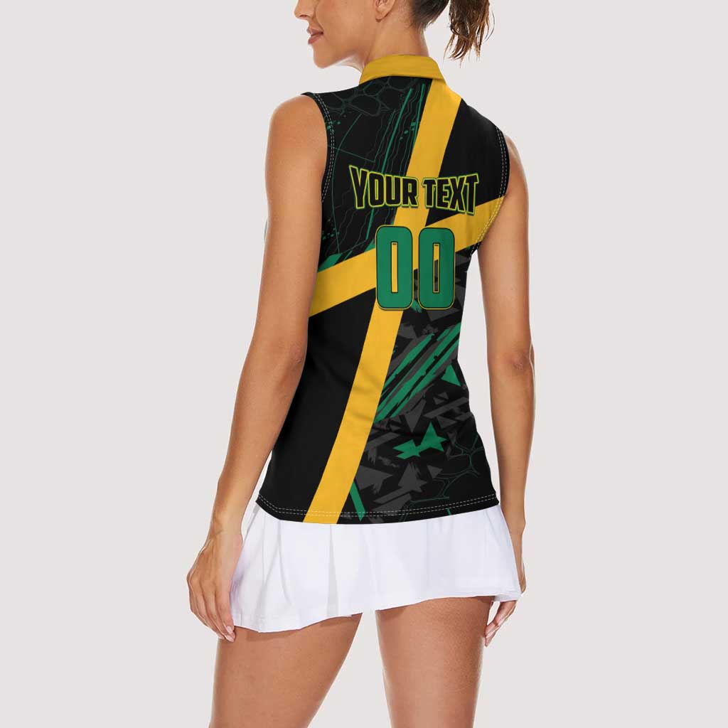 Custom Rugby Jamaica Crocs Women Sleeveless Polo Shirt Cool Runnings on Grass - Wonder Print Shop
