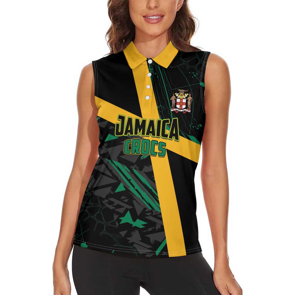 Custom Rugby Jamaica Crocs Women Sleeveless Polo Shirt Cool Runnings on Grass - Wonder Print Shop