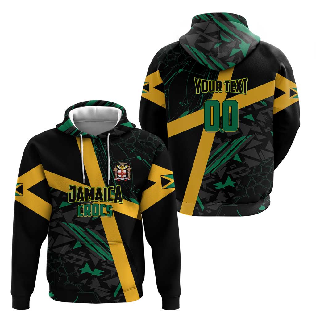 Custom Rugby Jamaica Crocs Zip Hoodie Cool Runnings on Grass - Wonder Print Shop