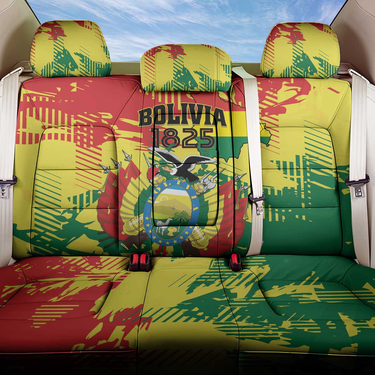 Bolivia 1825 Back Car Seat Cover Coat Of Arms Flag Colors - Wonder Print Shop