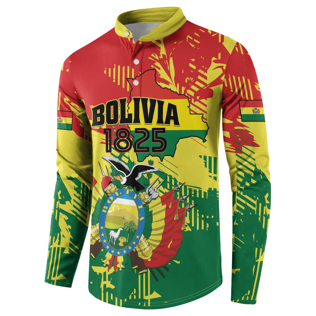 Personalized Bolivia 1825 Button Sweatshirt Coat Of Arms Flag Colors - Wonder Print Shop