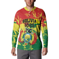 Personalized Bolivia 1825 Button Sweatshirt Coat Of Arms Flag Colors - Wonder Print Shop
