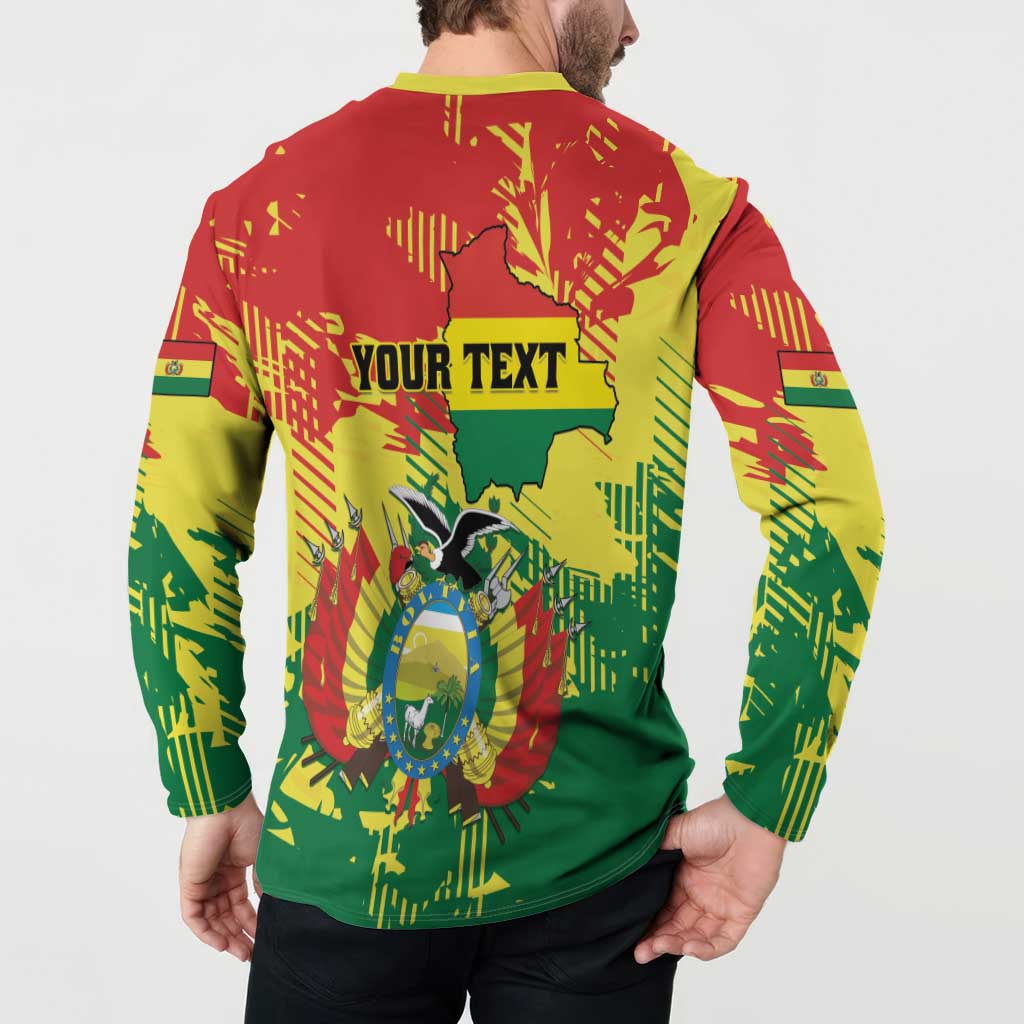 Personalized Bolivia 1825 Button Sweatshirt Coat Of Arms Flag Colors - Wonder Print Shop