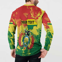 Personalized Bolivia 1825 Button Sweatshirt Coat Of Arms Flag Colors - Wonder Print Shop