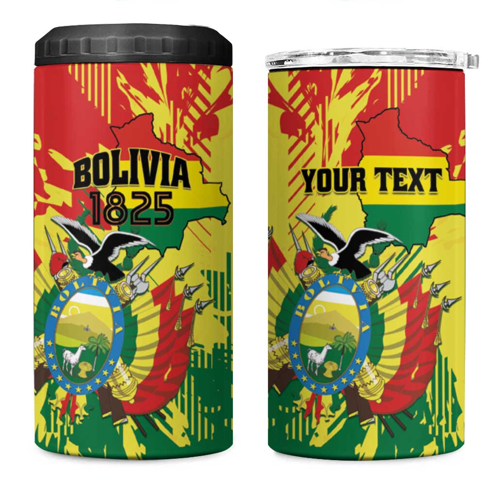 Personalized Bolivia 1825 4 in 1 Can Cooler Tumbler Coat Of Arms Flag Colors - Wonder Print Shop