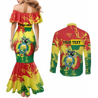 Personalized Bolivia 1825 Couples Matching Mermaid Dress and Long Sleeve Button Shirt Coat Of Arms Flag Colors - Wonder Print Shop