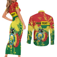 Personalized Bolivia 1825 Couples Matching Short Sleeve Bodycon Dress and Long Sleeve Button Shirt Coat Of Arms Flag Colors - Wonder Print Shop