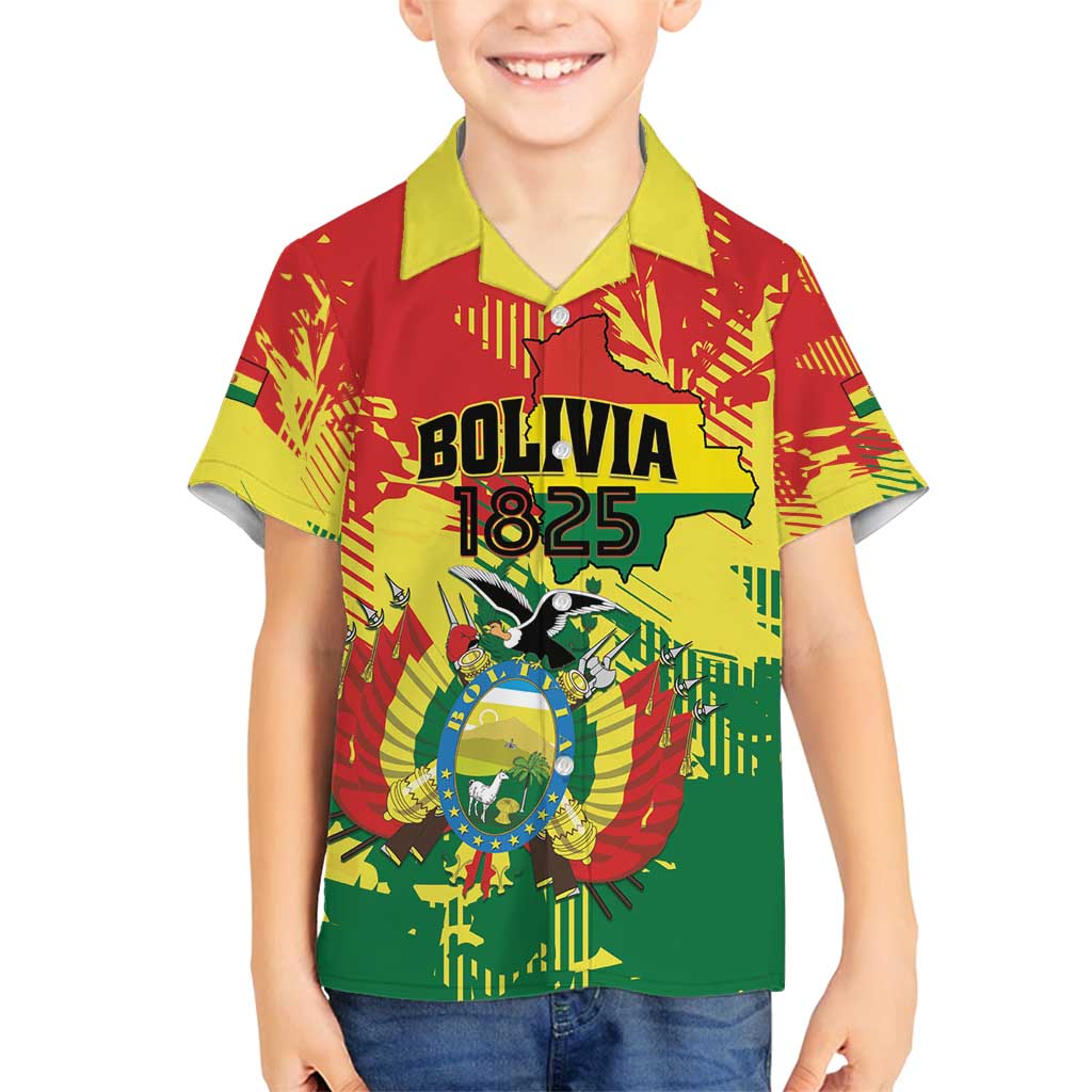 Personalized Bolivia 1825 Family Matching Long Sleeve Bodycon Dress and Hawaiian Shirt Coat Of Arms Flag Colors - Wonder Print Shop